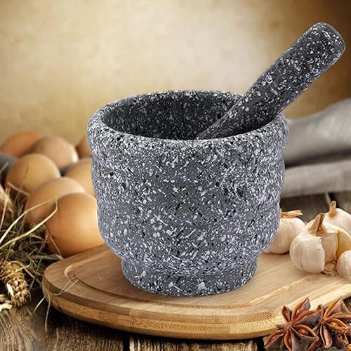 Miniatura 4 de Juego de maja y mortero, 4. 3 pulgadas grande de mortero y tazón: moler, triturar y triturar especias y más