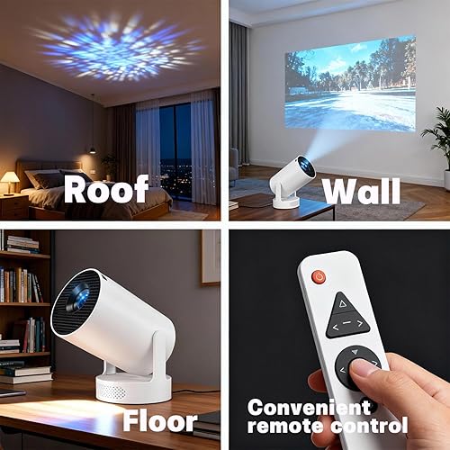 Miniatura 3 de Proyector de ventana de castillo, mini proyector inteligente de 210° con pantalla extragrande, ajustable de 210°, con WiFi y Bluetooth, 8000 lúmenes