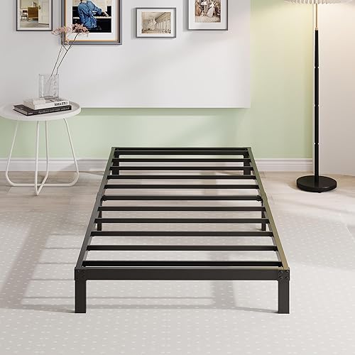 Miniatura 90 de EMODA Marco de cama Queen no necesita somier, plataforma de metal resistente de 6 pulgadas, marco de cama tamaño Queen con listones de acero, fácil