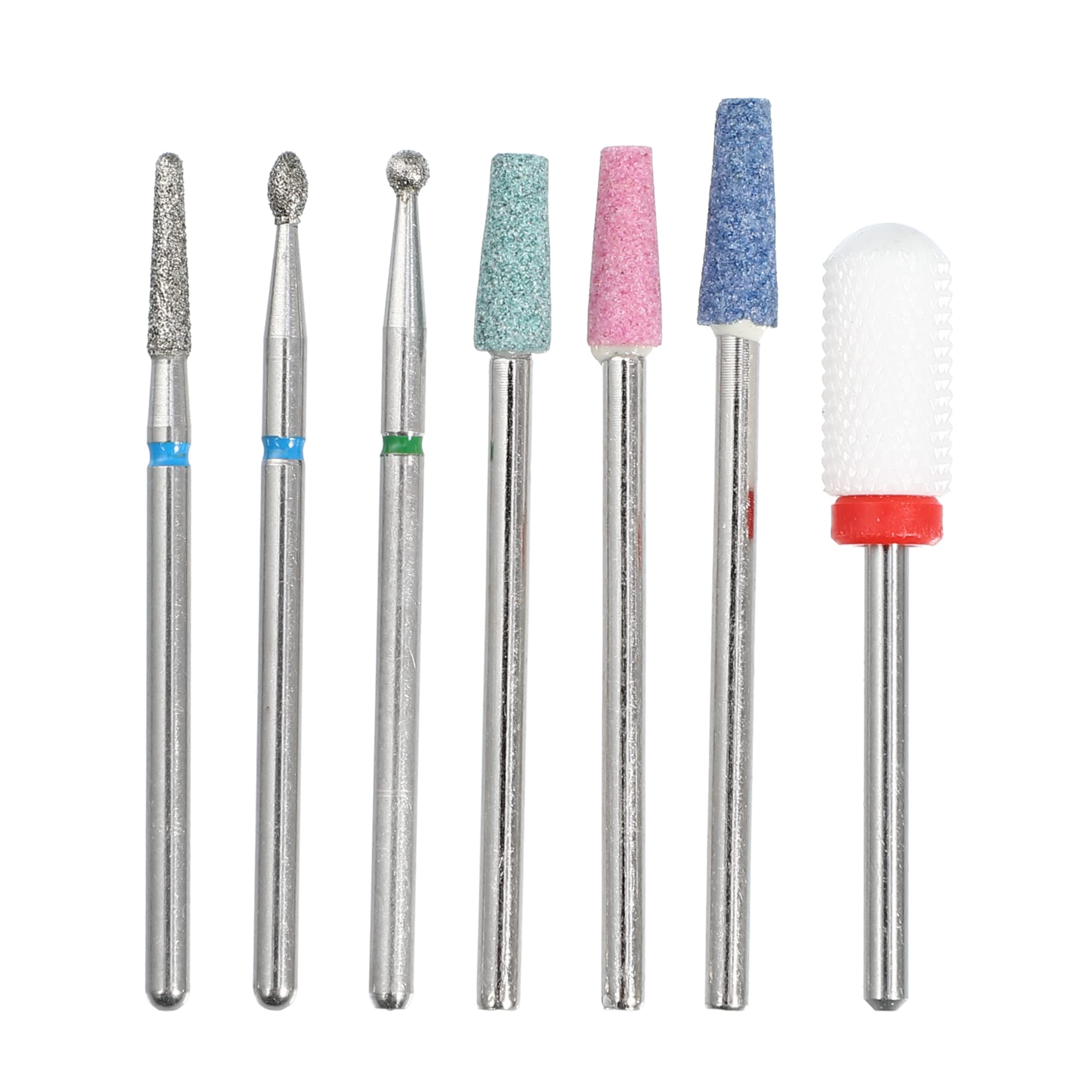 VOCOSTE 7 Pcs Emery Nail Drill Bits Set for Acrylic Nails 3/32 Inch Nail Art Tools, Manicure Pedicure Shapen Remove Tools