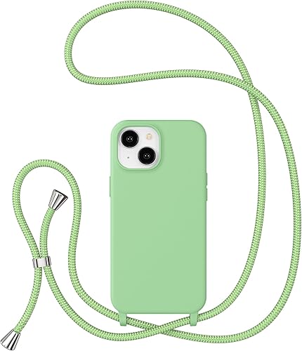 ZTOFERA Funda cruzada para iPhone 13 y iPhone 14 con correa de cordón, cuerda ajustable, funda suave de silicona líquida para iPhone 13 y iPhone 14