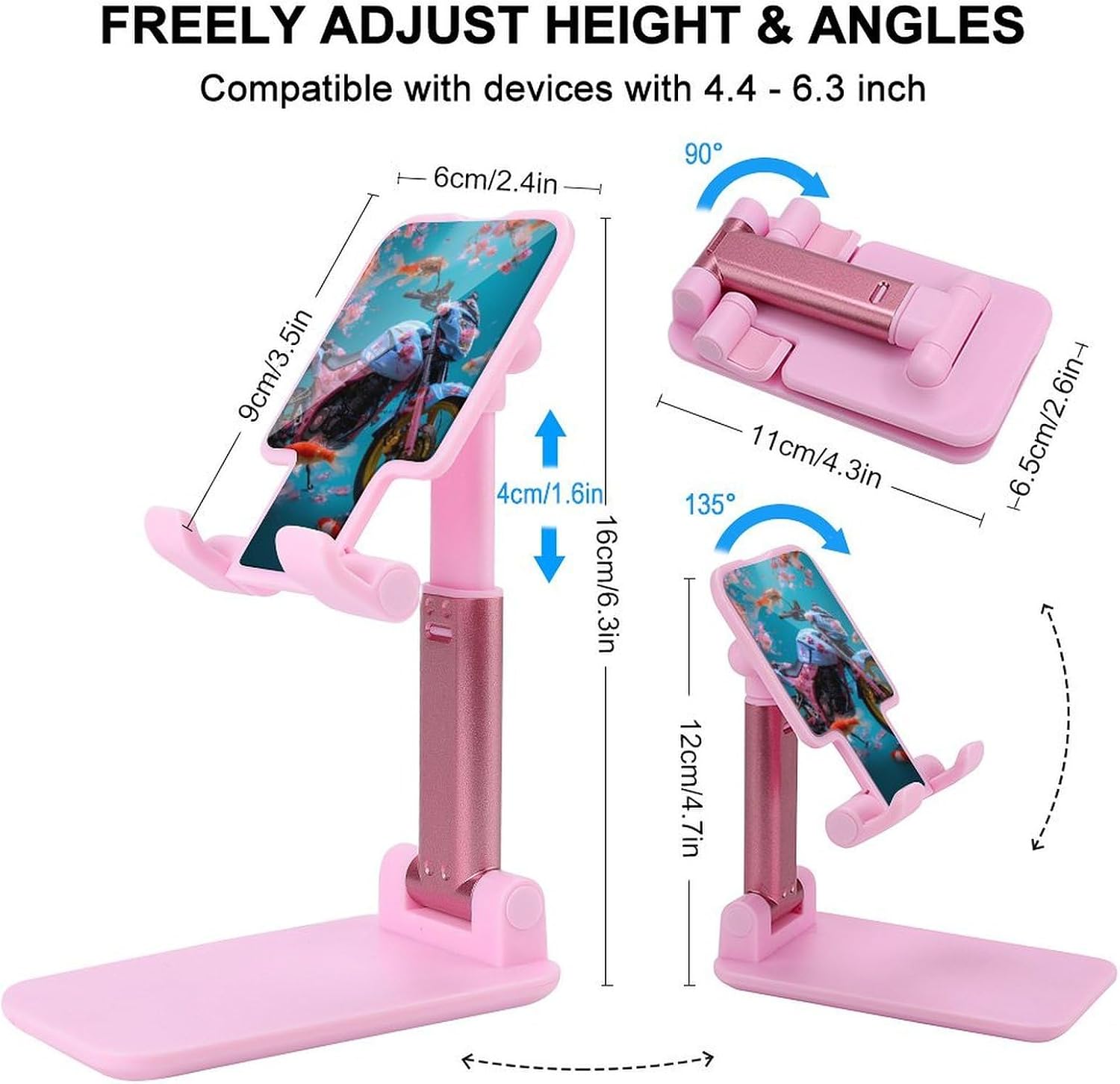 Motorcycle with Cherry1 Floral Japanese Plastic Phone Stand with Alloy Base image 2