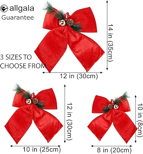 Miniatura 10 de allgala Lazos decorativos de terciopelo para guirnalda de coronas, árbol de Navidad, paquete de 2, 10 unidades (7.9 x 9.8 in), azul claro, XBW92210