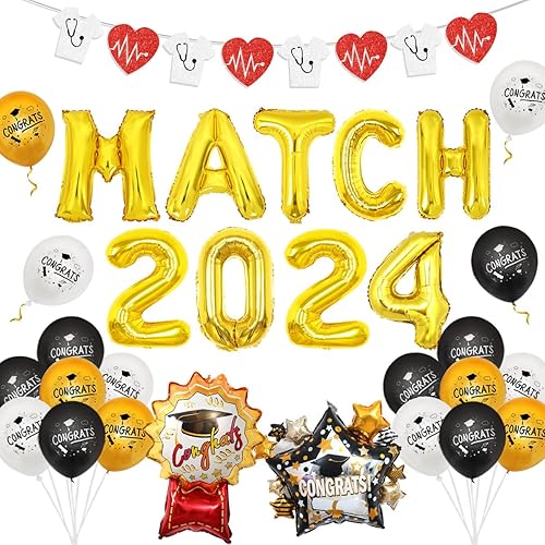 Balterever Decoraciones de graduación de médico 2024 Congrats Doctor Banner Bunting Decoración del Día del Médico, decoraciones de residencia Día de