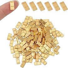 FREEBLOSS 150pcs Tiny Fake Gold Bars Mini Fake Gold Dollhouse Miniatures Dollhouse Decorations for Micro Landscaping Fairy Garden, 0.51x0.23x0.08 inches