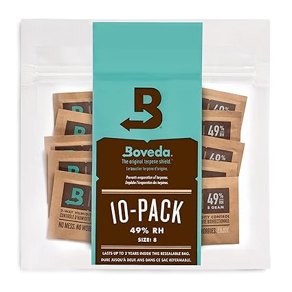 Boveda 49% Two-Way Humidity Control Packs for Music Bows & Small Woodwinds Size 8 10 Pack Moisture Absorbers for Small Instrument Cases Humidifier Packs Hydration Packets in Resealable Bag