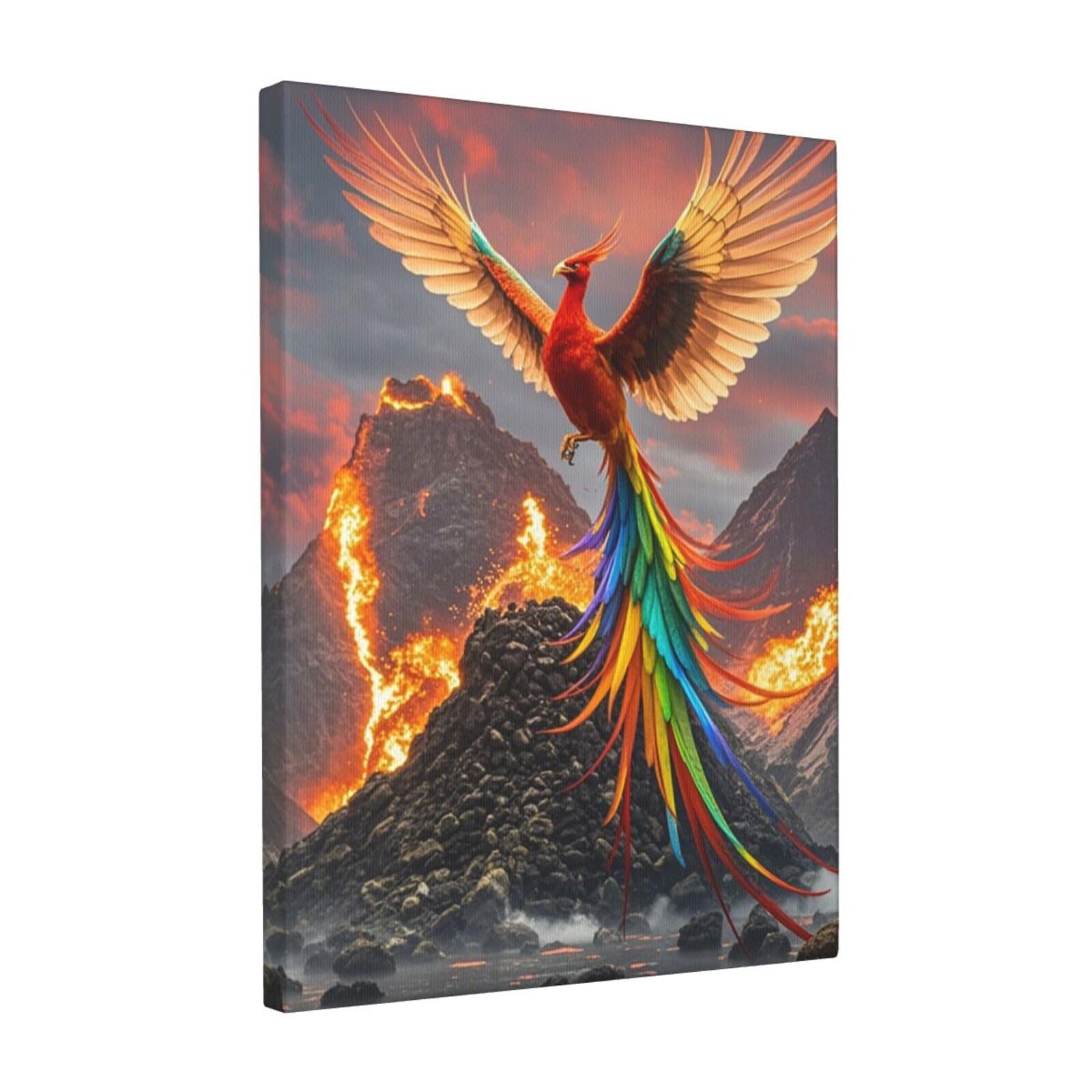 FodPand Phoenix and Fire Canvas Wall Art for Living Room Wall Decor 12"x16" Modern Artwork Painting Pictures Hanging Canvas Prints Aesthetic Wall Art for Bedroom Bathroom Office Wallart Decor