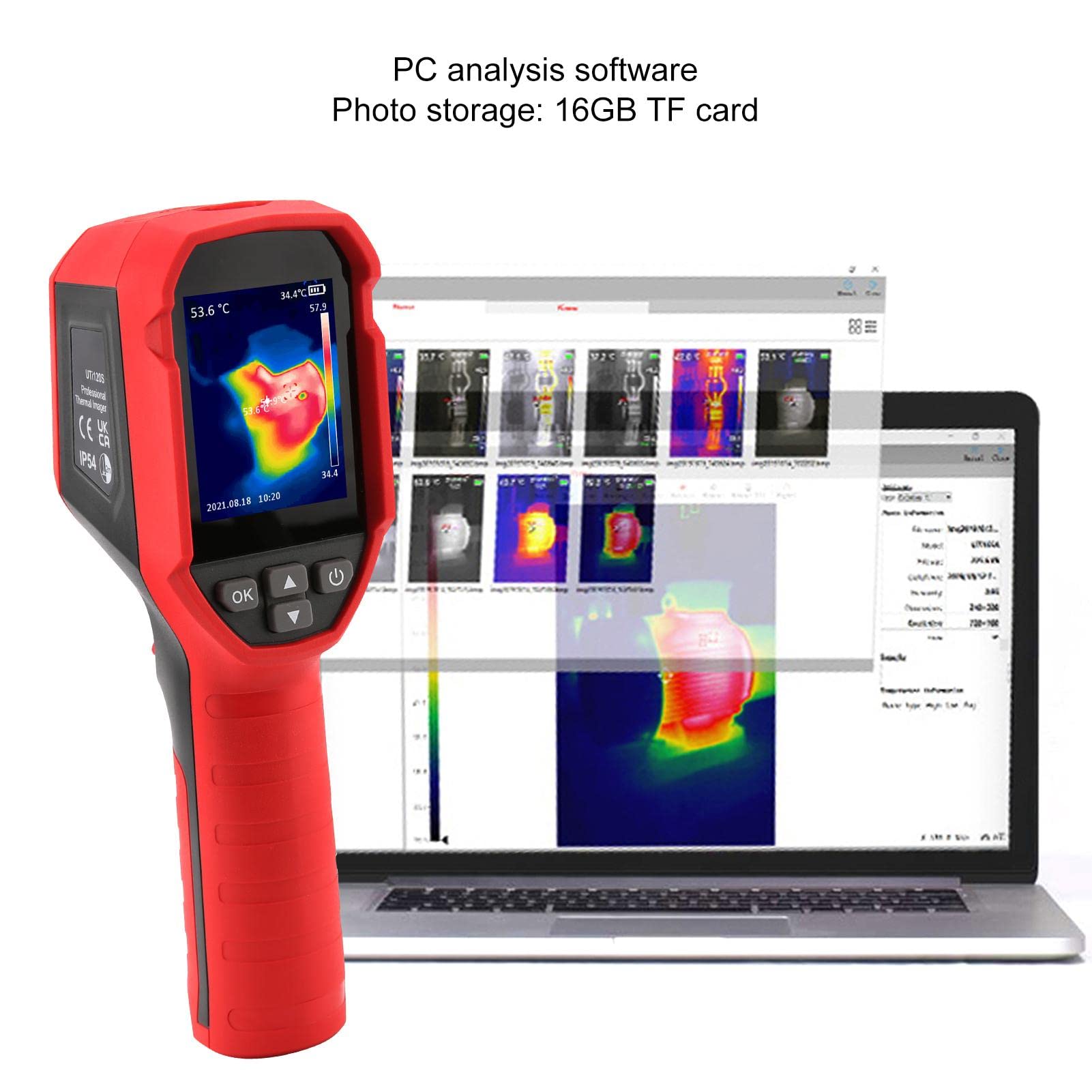 Cámara térmica Cámara termográfica LCD de 2,4" Resolución IR Pantalla a color de 1080 píxeles Cámara de imágenes -20 ℃ -400 ℃