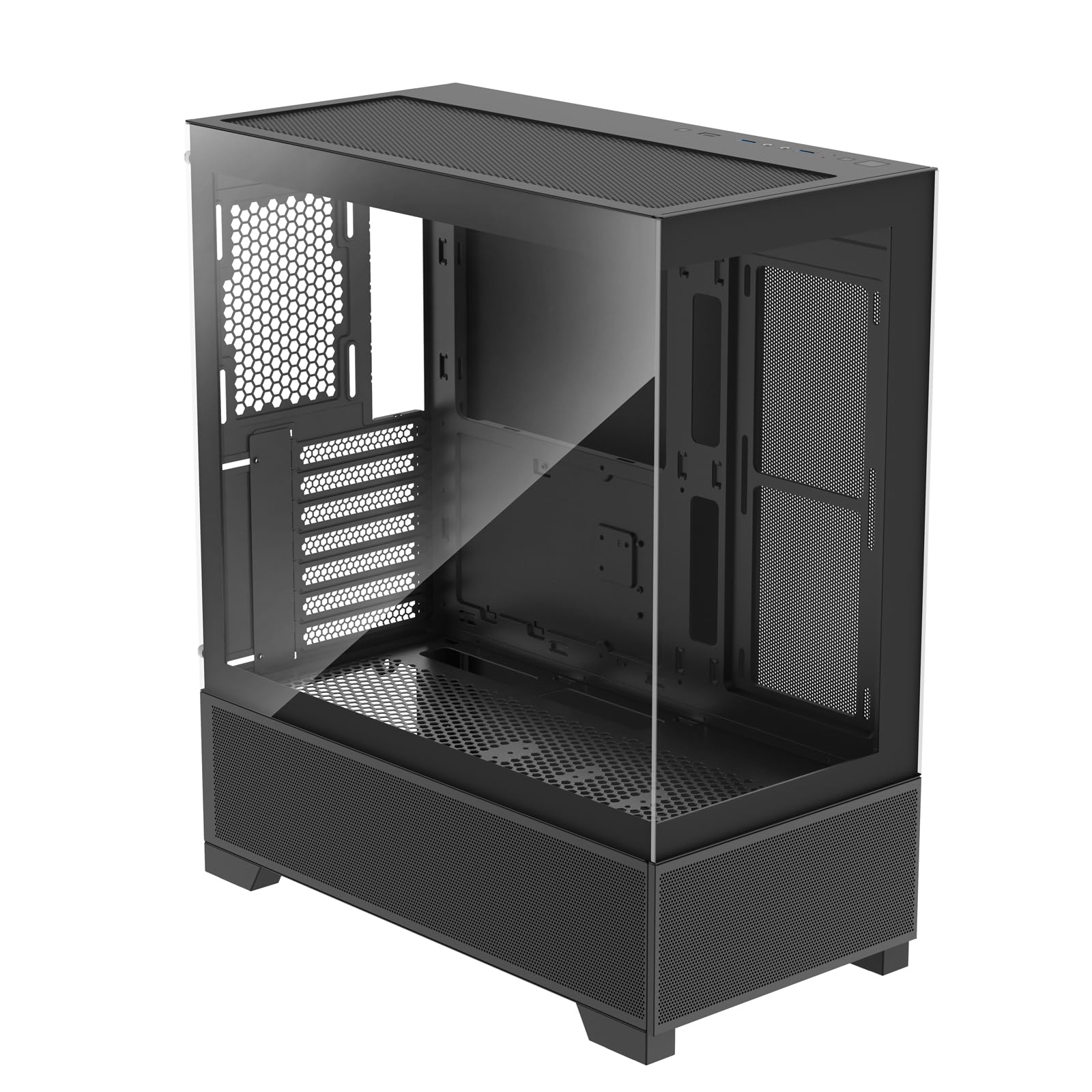 Xilence X218.ARGB XILENT Beam Gaming PC Gehäuse, 3X PWM Lüfter, ATX Midi Tower Case, Aquarium Glas Optik, hoher Airflow, optimiertes Kabelmanagement, PWM Control Board