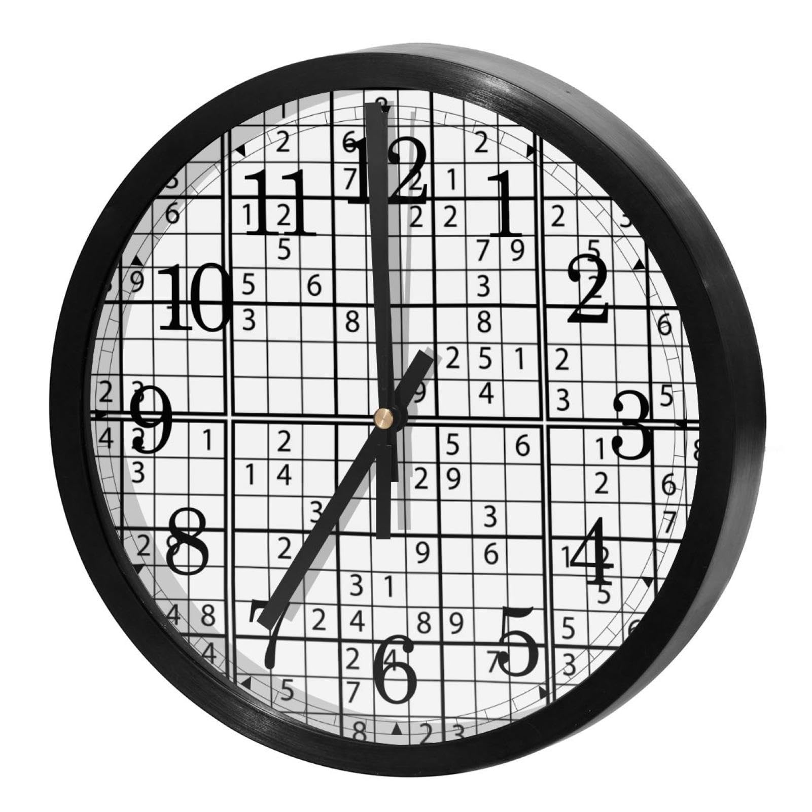 Horloge murale ronde pour maison et cuisine style Sudoku design