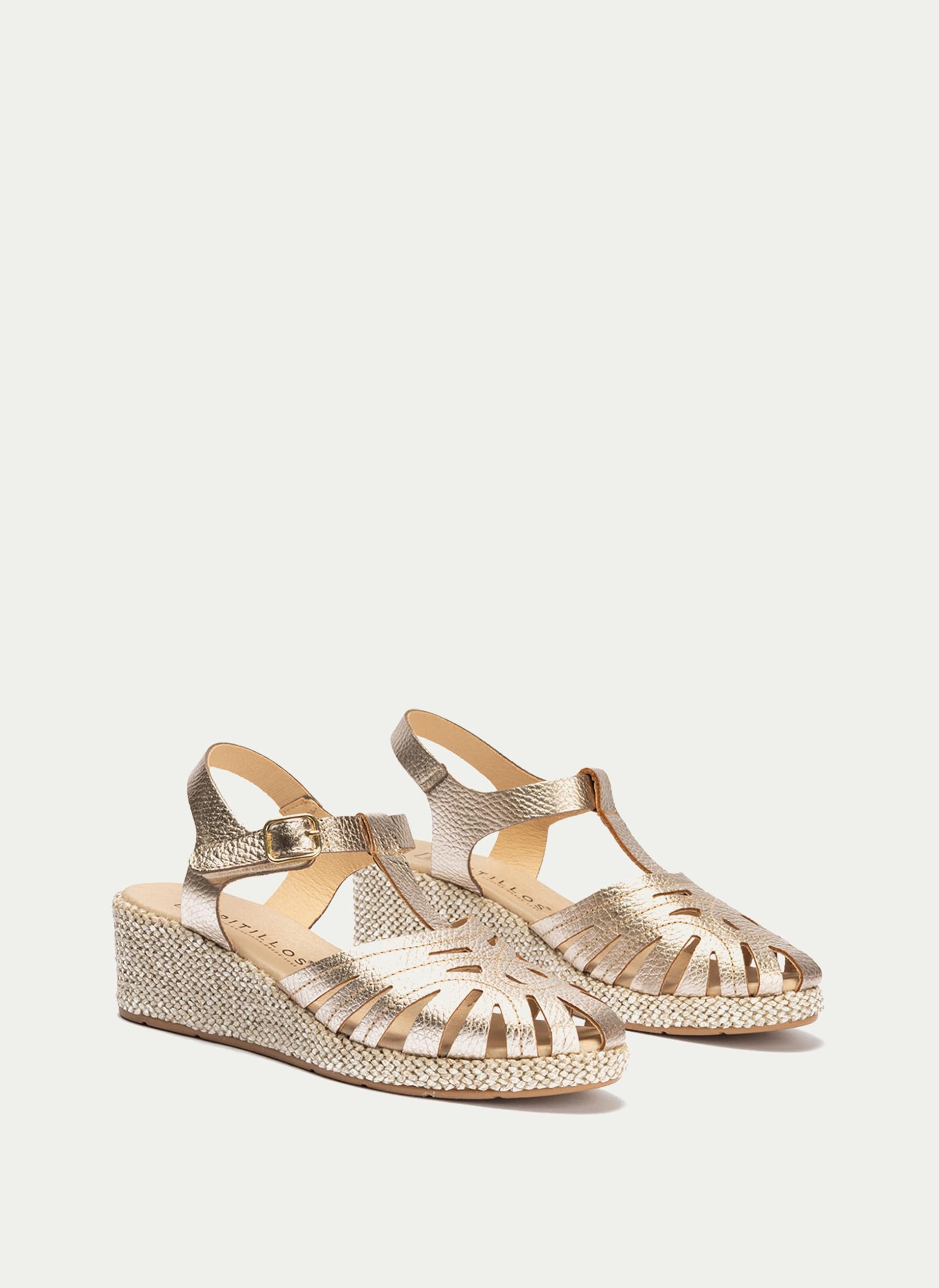 PITILLOS - Sandalias de pala,piel,cuña,plataforma imitación a esparto,alpargata,suela de goma,romana para: Mujer