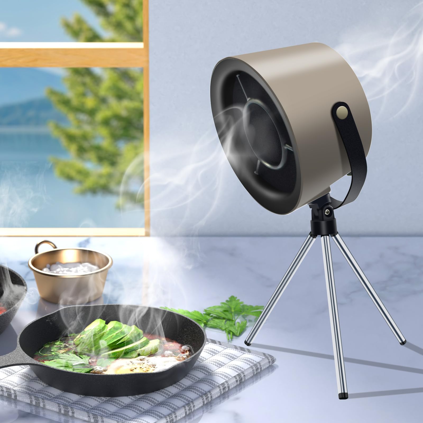 Portable Range Hood for Cooking, Desktop Range Hood with 3 Wind Speeds, Portable Air Hood with Removable Filter，Portable Exhaust Fan for Indoor BBQ Hot Pot and RV Kitchens