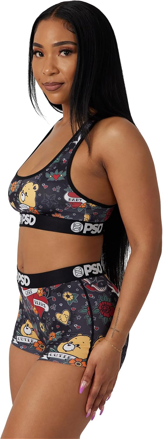 PSD Women's Care Bears Sports Bra - Racerback Sports Bras for Women with Breathable Microfiber Fabric