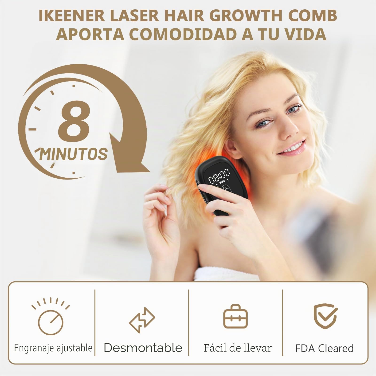 Peine Láser Crecimiento Cabello,Peine Tratamiento para Crecimiento Cabello Aprobado FDA para Hombres,Mujeres,Terapia Luz Roja Estimula Activación Folículo Piloso,Revertir Adelgazamiento Cabello