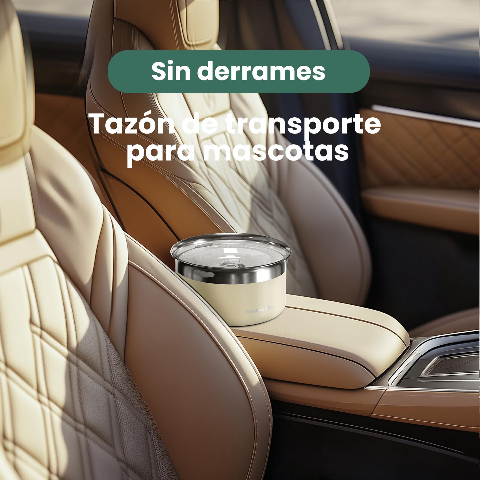 Gardner Pet Cuenco Agua Perro Antigoteo, 3,85L Cuenco para Perros de Acero Inoxidable a Prueba de Derrames, Antiatranque para Perros de Tamaño Grande, Adecuado para Interior y Exterior, Blanco