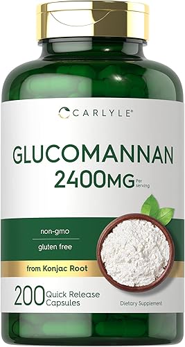 Carlyle Cápsulas de glucomanano | 200 unidades | Píldoras de fibra soluble | Suplemento sin OMG, sin gluten