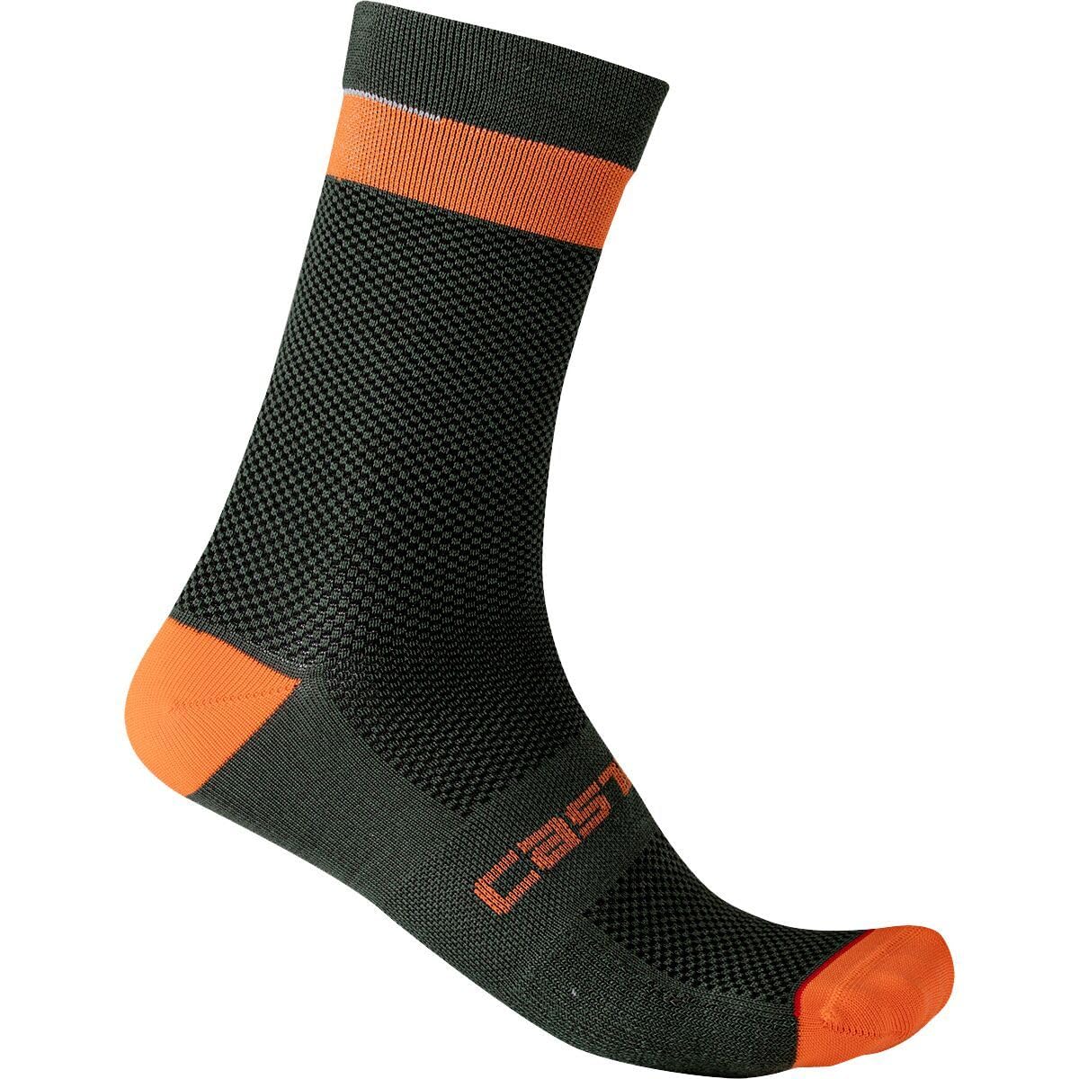 CASTELLI 4521553-075 ALPHA 18 SOCK Socks Men's MILITARY GREEN/FIERY RED Size S/M