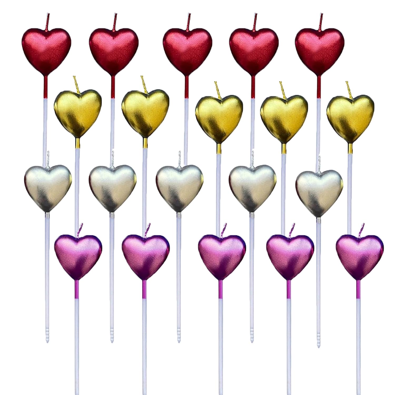 20 Pcs Heart Star Birthday Candles,Elegant Party Decor for Happy Birthdays