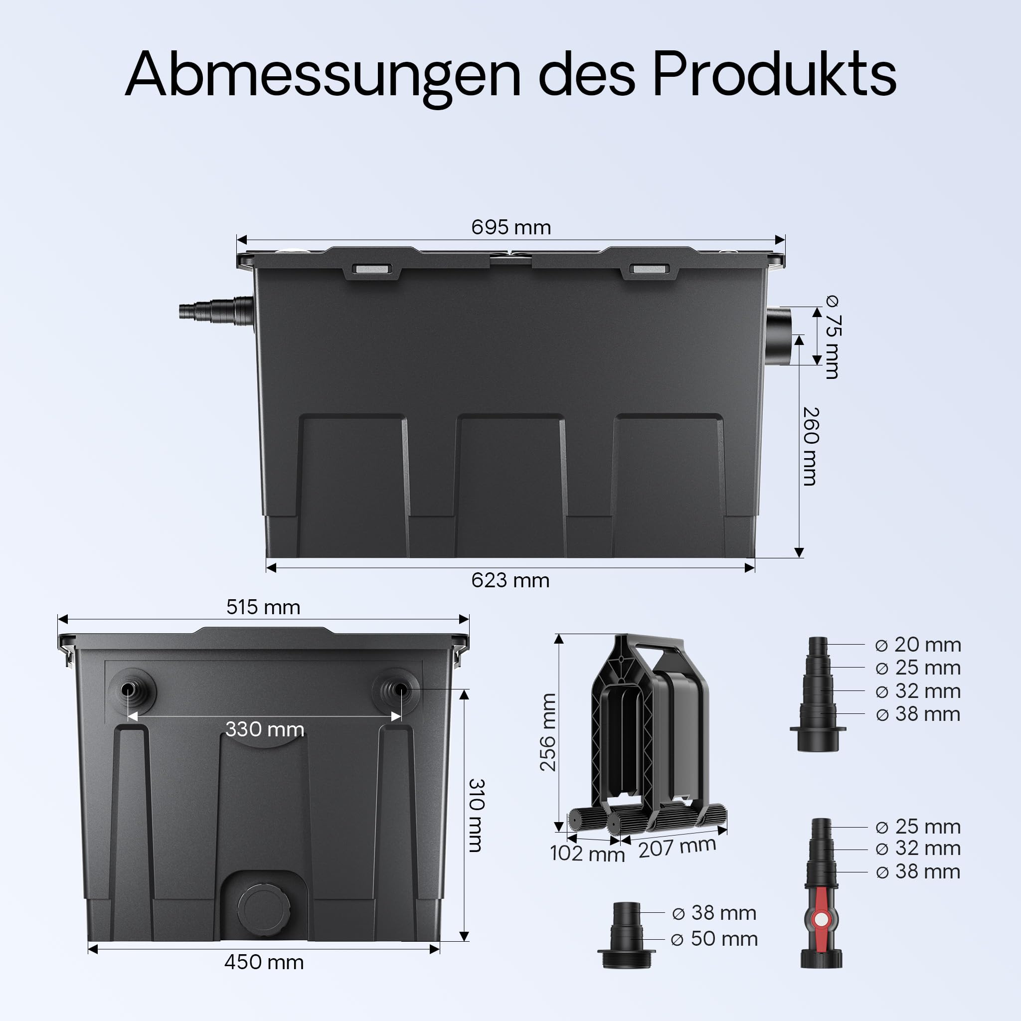 SunSun CBF-550 Teichfilter bis 60000 L NEO10000 SuperECO Teichpumpe 10000l/h 80W CUV-224 UVC Klärer 24W Komplettset