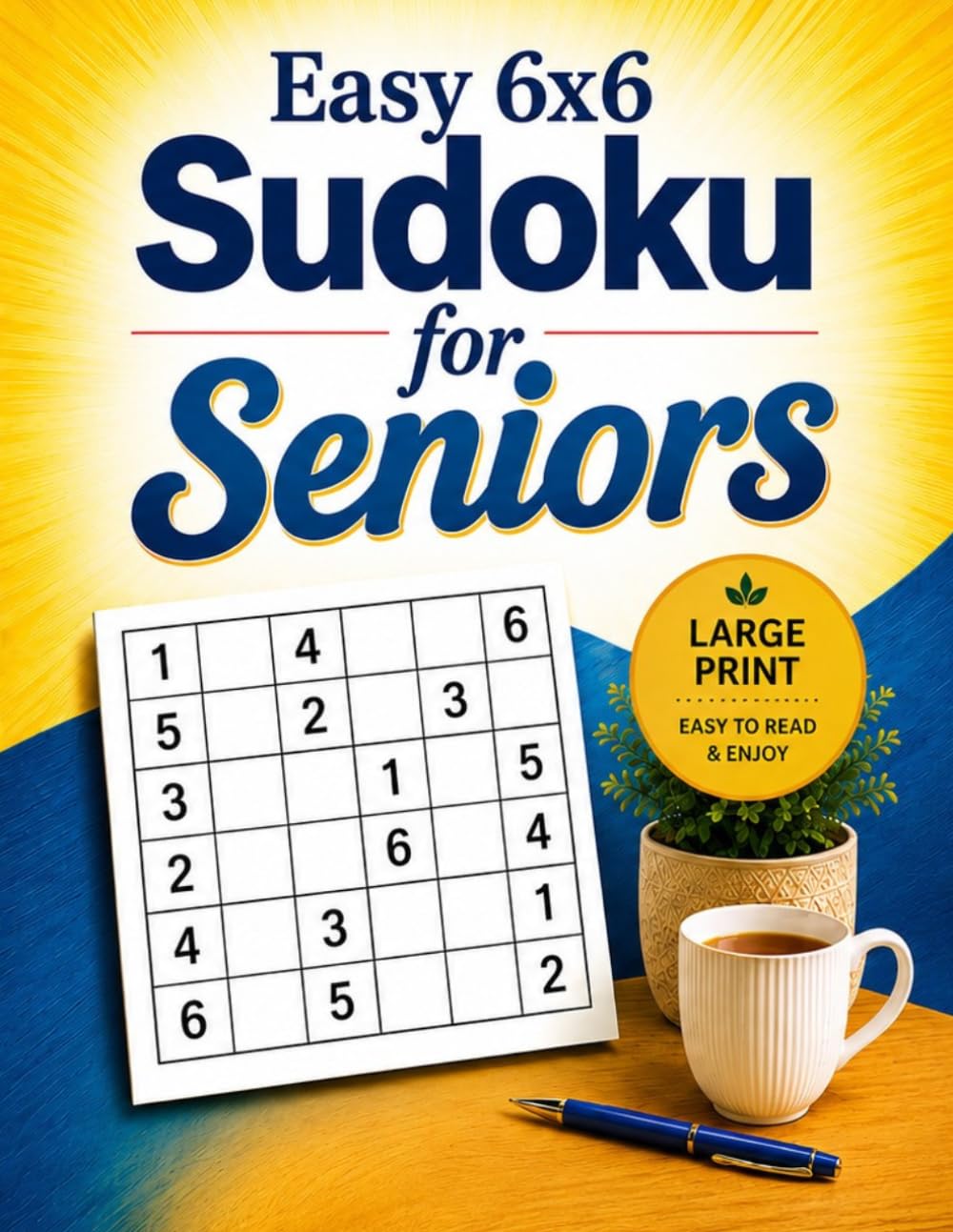 Easy 6x6 Sudoku for Seniors: 100 Beginner-Friendly Large Print Sudoku Puzzles with Clear 6x6 Grids and Solutions