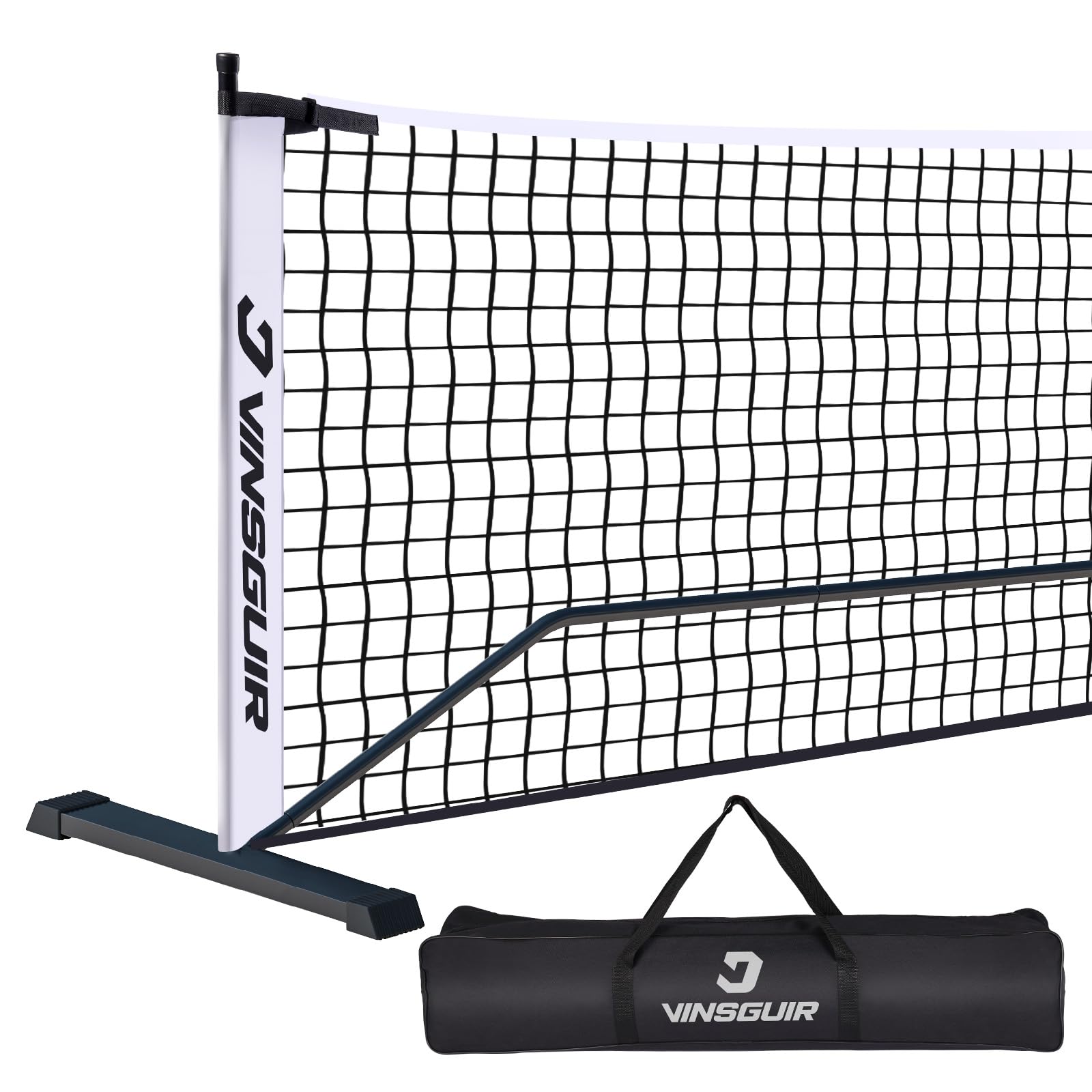 VINSGUIRPortable Pickleball Net, Pickleball Nets Designed for All Weather Conditions with Steady Metal Frame and Strong PE Net, Regulation Size Net with Carrying Bag