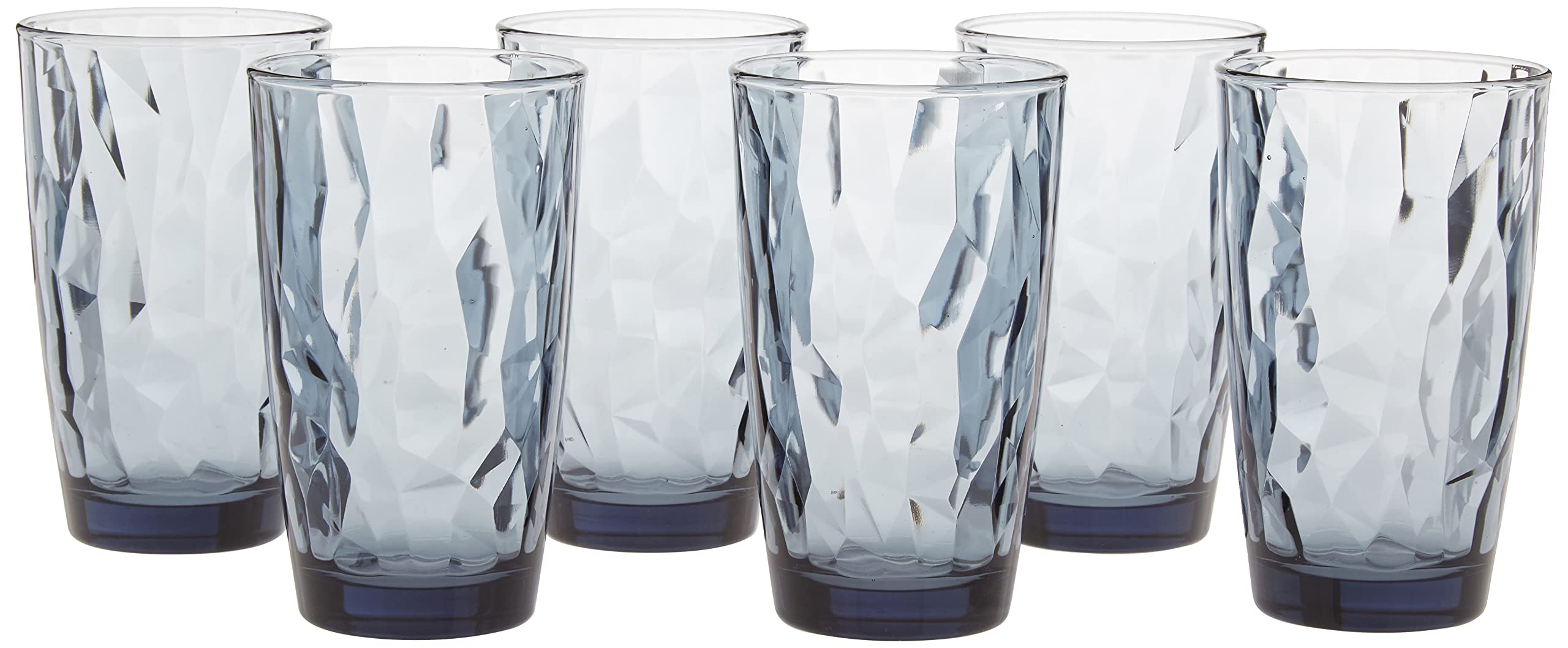 Bormioli Rocco Diamond Cooler Glasses, Ocean Blue, 16 oz, Set of 6