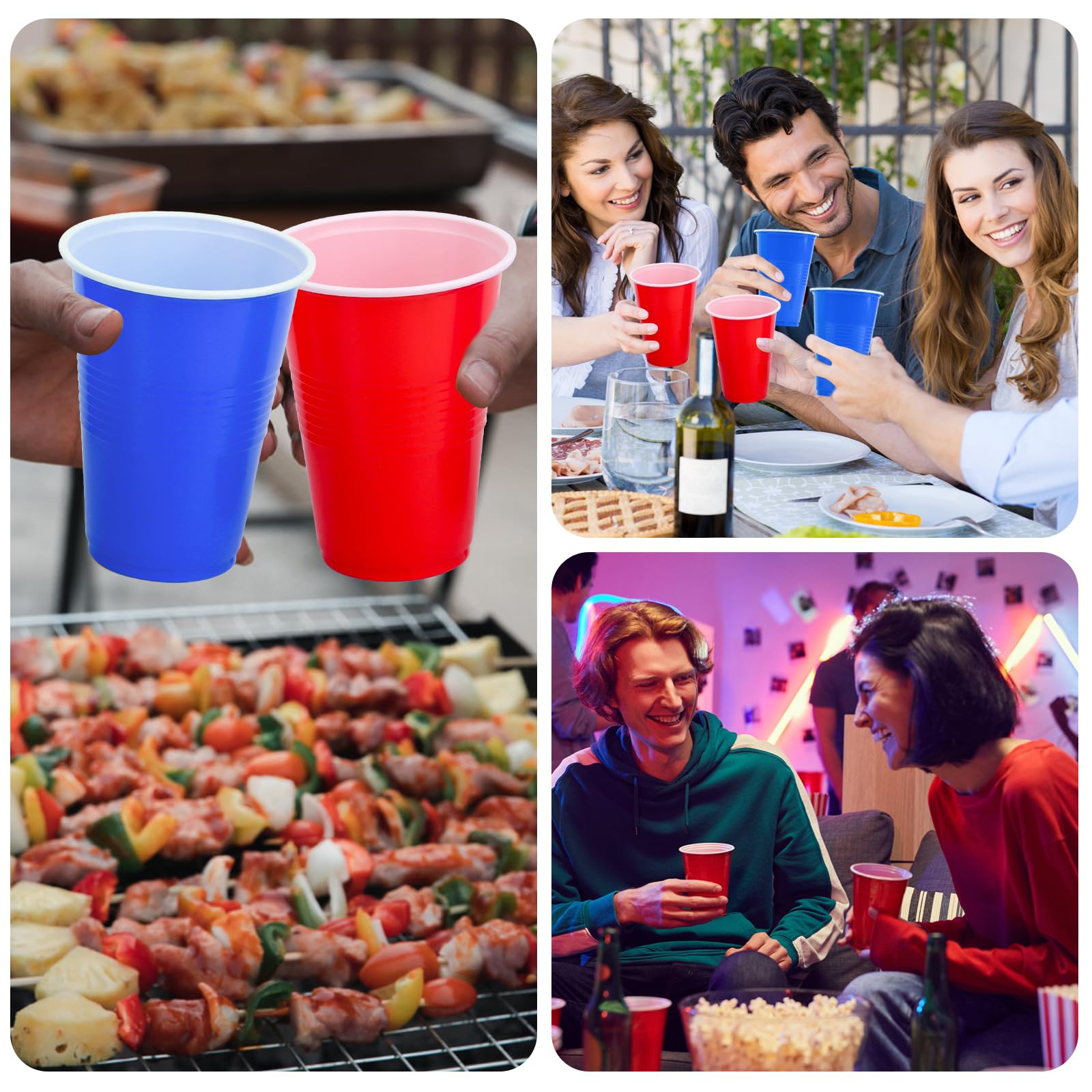 talifoca Set di bicchieri da birra per pong, con 50 bicchieri (500 ml) e 12 palline da ping pong, bicchieri riutilizzabili per feste, compleanni, festival, matrimoni e campeggio