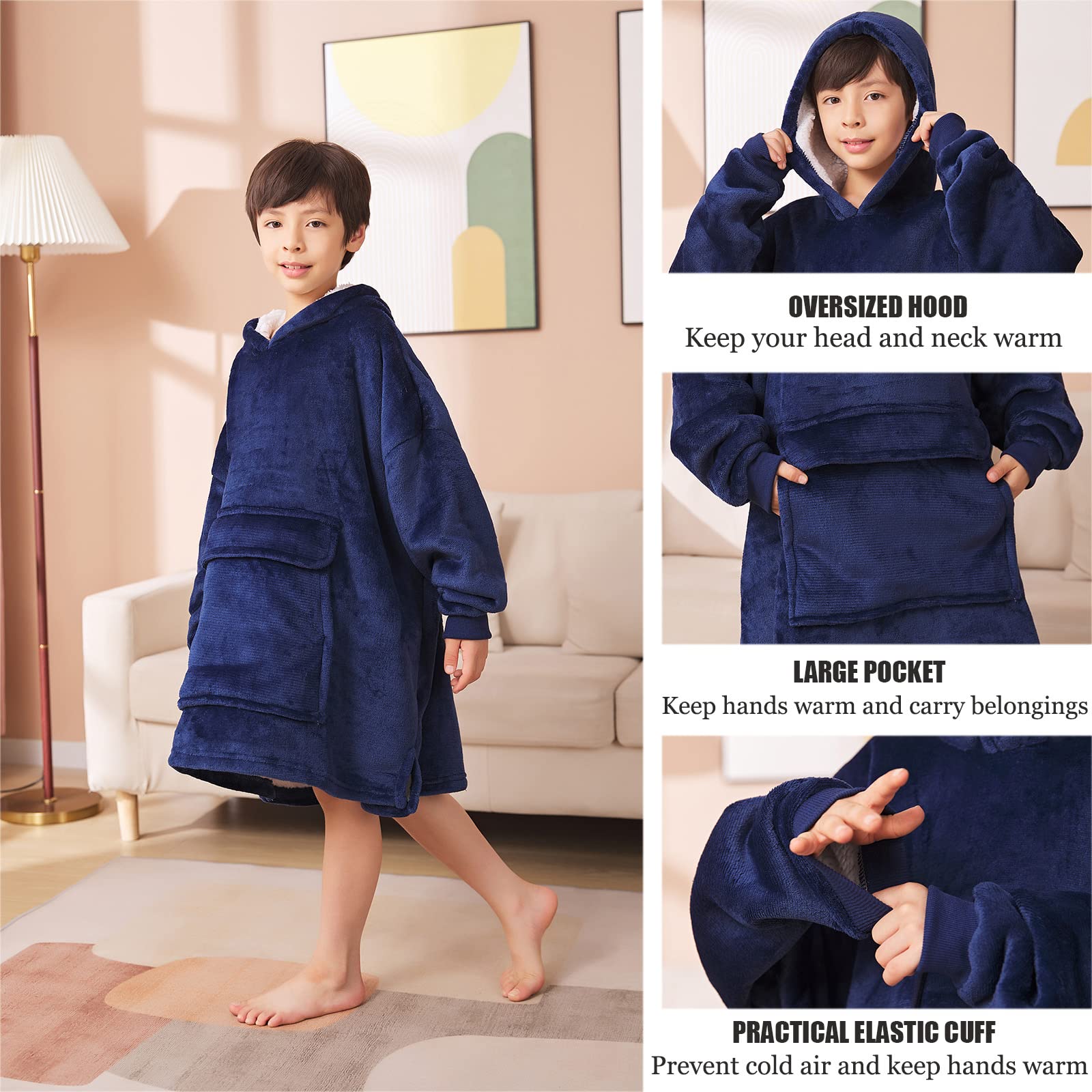 Ropa Hogar Niños Cálida Manta Con Capucha Niños - Tamaño Grande