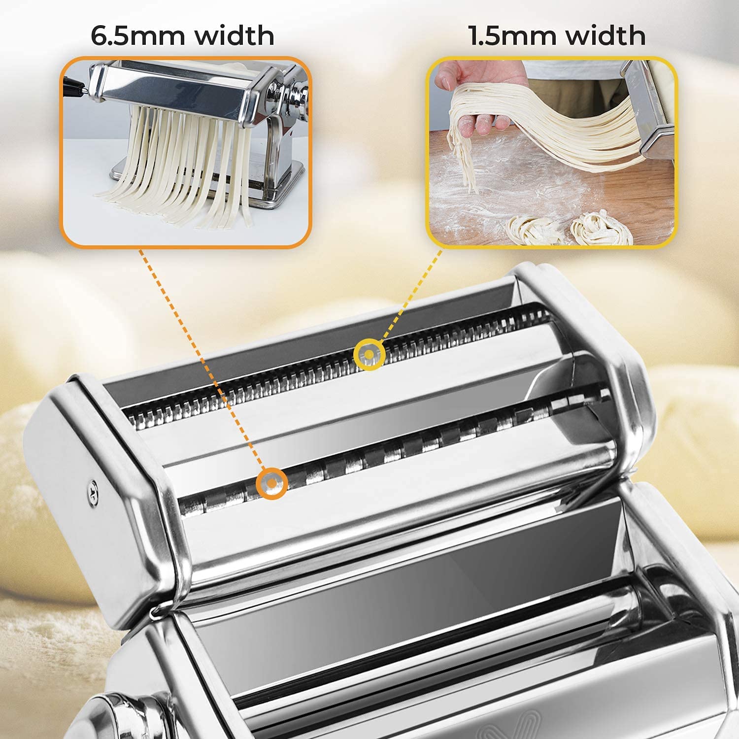 Pasta Maker Machine, 9 Adjustable Thickness Settings Pasta Machine