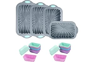 28 Pieces Silicone Fluted Loaf Pans Set, Non-stick Silicone 4/6/8 Cups Toast...