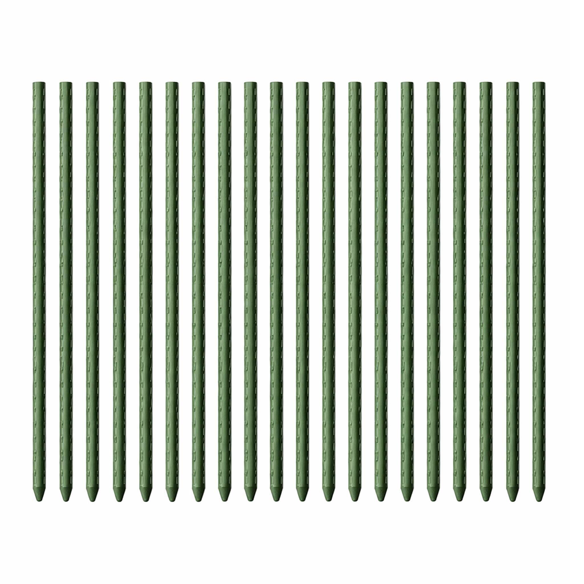 Toboli 20x Plant Support Sticks Green 90 cm Ø11 mm Garden Stakes Made of Metal and Plastic for Tomatoes and Climbing Plants