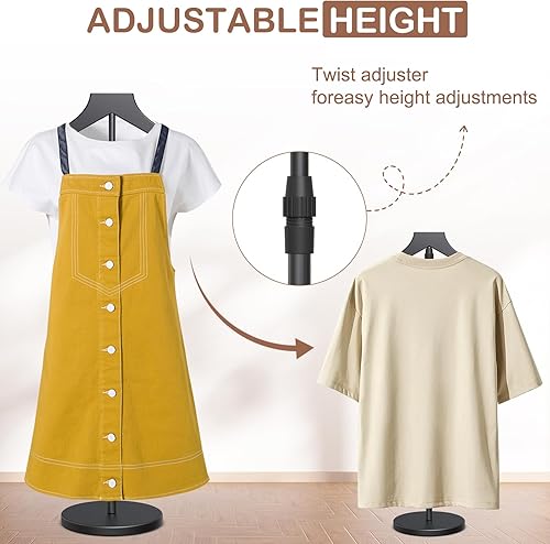Miniatura 5 de Soporte de exhibición de camisas, torso de maniquí ajustable de altura de 18 a 34 pulgadas para tiendas de vendedores, perchero portátil de ropa más