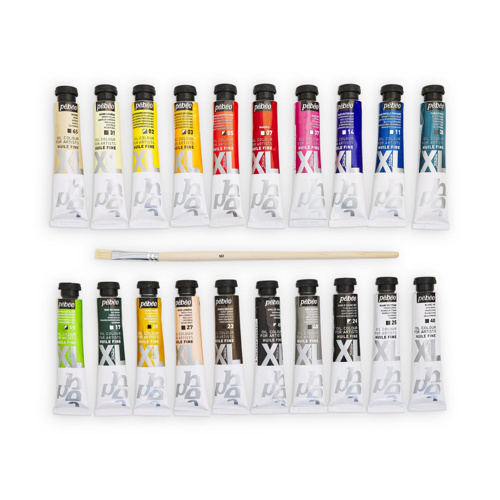 PEBEO Pébéo Fine XL zestaw farb olejnych, kolory uzupełniające, 20 x 20 ml + pędzel