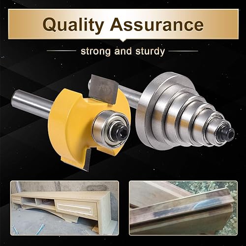 Miniatura 4 de KATUR Juego de brocas para enrutador Rabbet con 6 tamaños intercambiables para múltiples profundidades, incluyendo 18 pulgadas, 14 pulgadas, 516