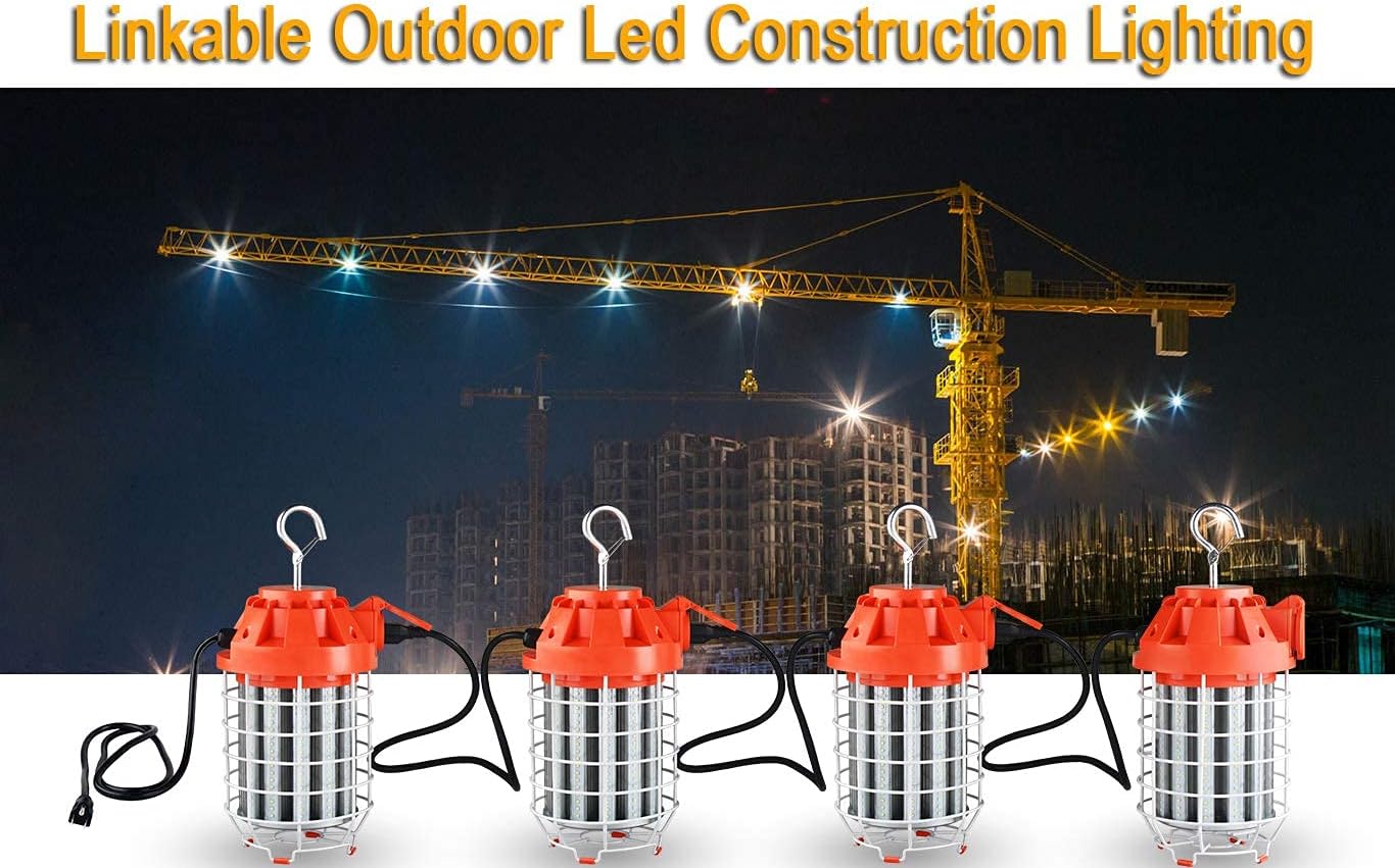 Bеѕt Cуbеr Dеаlѕ 🔥 Dephen 130W LED Temporary Work Light-18200Lumen Construction Lights 5000K LED Work Lights Linkable Construction Temporary Lighting with Outlet & Hook for Outdoor Indoor Temporary Lights
