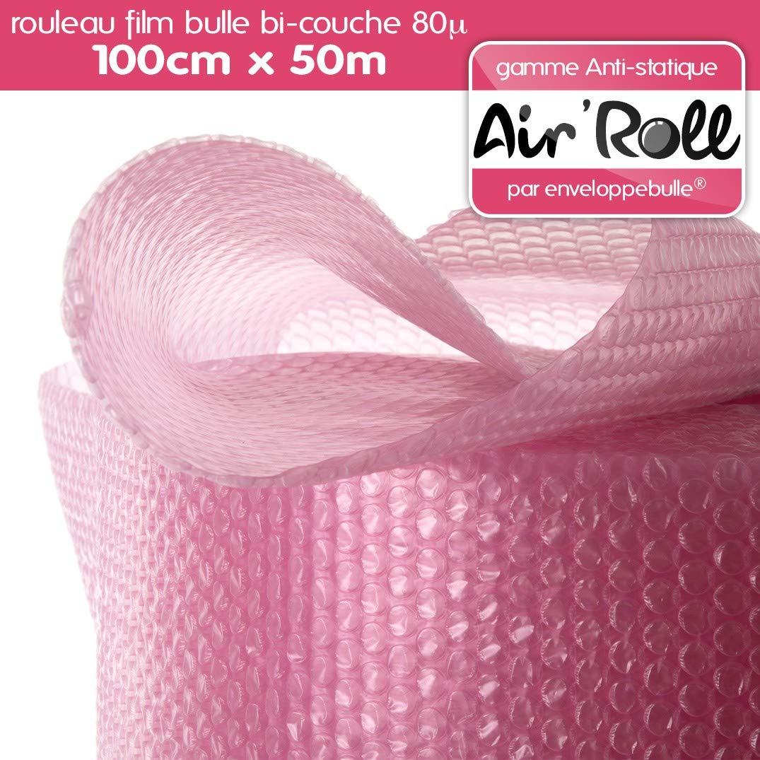 enveloppebulle 1 Rouleau de film bulle d'air largeur 100cm x longueur 50m - gamme Air'Roll ANTISTATIQUE
