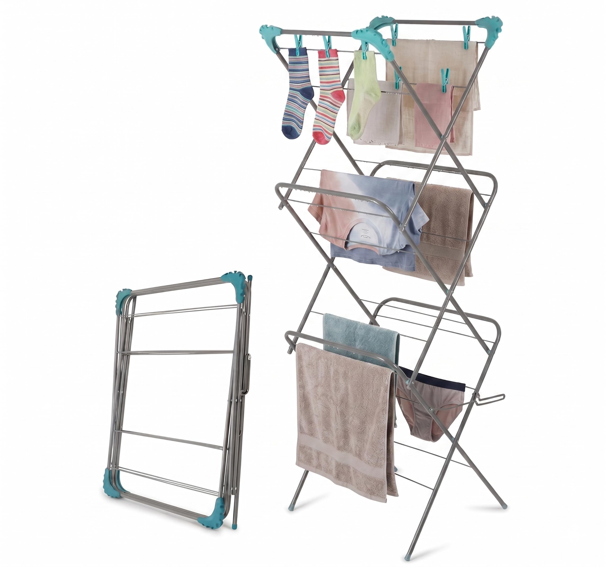 BARGAIN FACTORY 3-Tier Clothes Airer, with 16m Washing Line Drying Space, Clothes Rack Indoor-Outdoor All-Weather Clothes Airer/Drying Rack (Pack of 1)