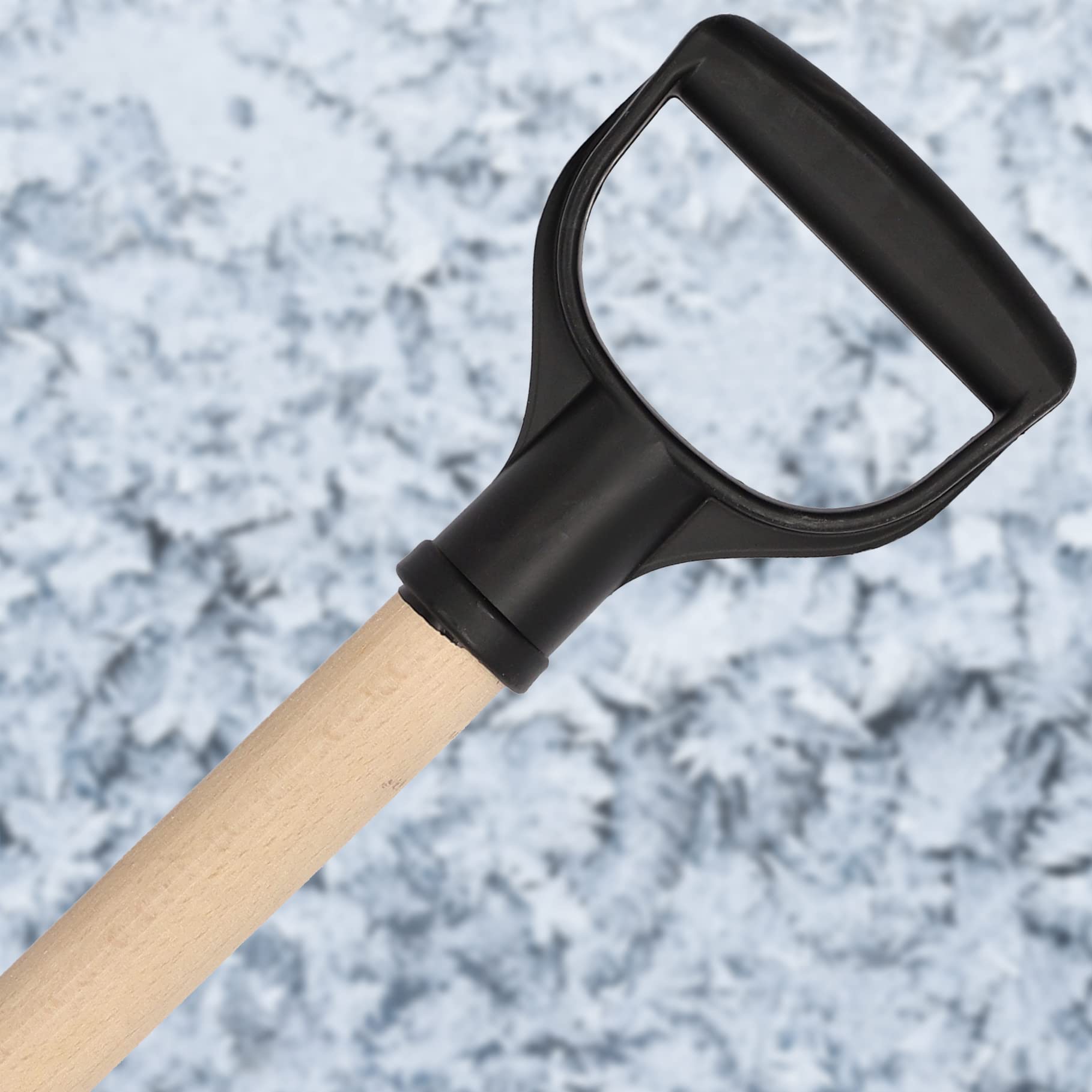 KOTARBAU® Pala da Neve 48 cm con Manico in Legno Pala in Plastica Rinforzata con Raccordi in Metallo con Manico Ergonomico Nero 128 cm