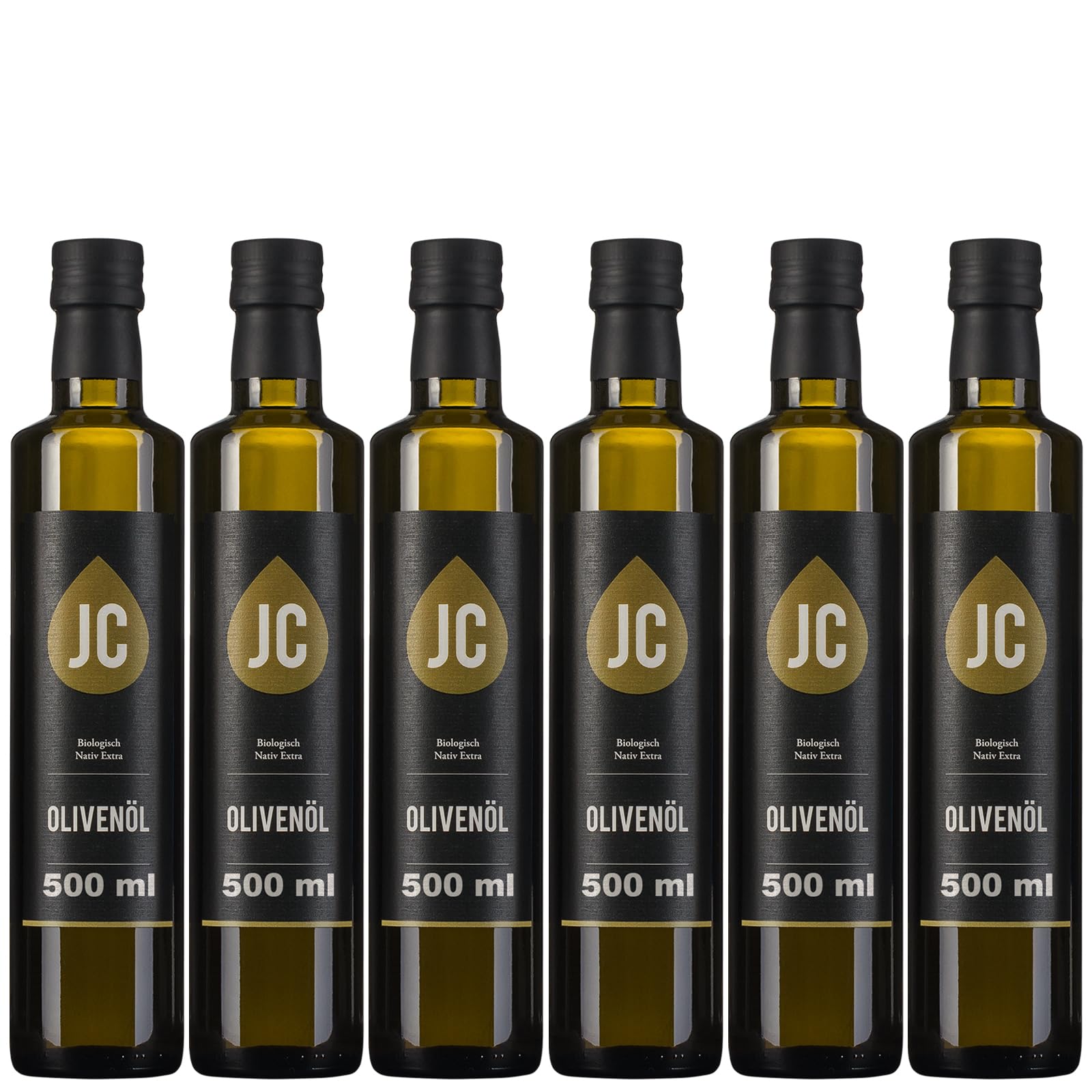 JC Griechisches Natives Olivenöl Extra - BIO Premium Qualität - Kalamata PDO - in 4 Größen (6 x 500 ml) - DE-ÖKO-009