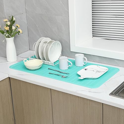 Miniatura 1223 de Tapete de silicona para secado de platos para múltiples usos, fácil de limpiar, ecológico, resistente al calor, tapete de silicona para encimera