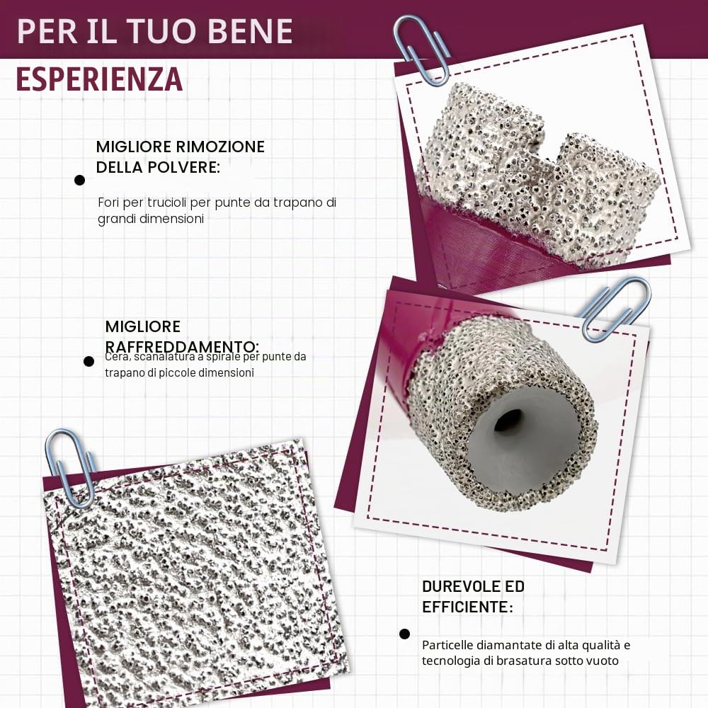 Punte Diamantate Gres Porcellanato 11 Pezzi - 6/8/10/20/25/28/32/35/45/50/65mm Punte Trapano per Porcellana Piastrelle Ceramica Marmo Granito, Gambo Triangolare