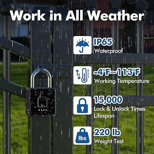 Miniatura 7 de Candado de huellas dactilares con código, candado de combinación de candado para gimnasio, candado inteligente con huella dactilar, cerradura de