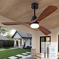 Vista 80 de 42 Inch Low Profile Ceiling Fans with Lights and Remote, Flush Mount Ceiling Fan with Lights, 3 Blades Solid Wood Dimmable Walnut Easy Installation