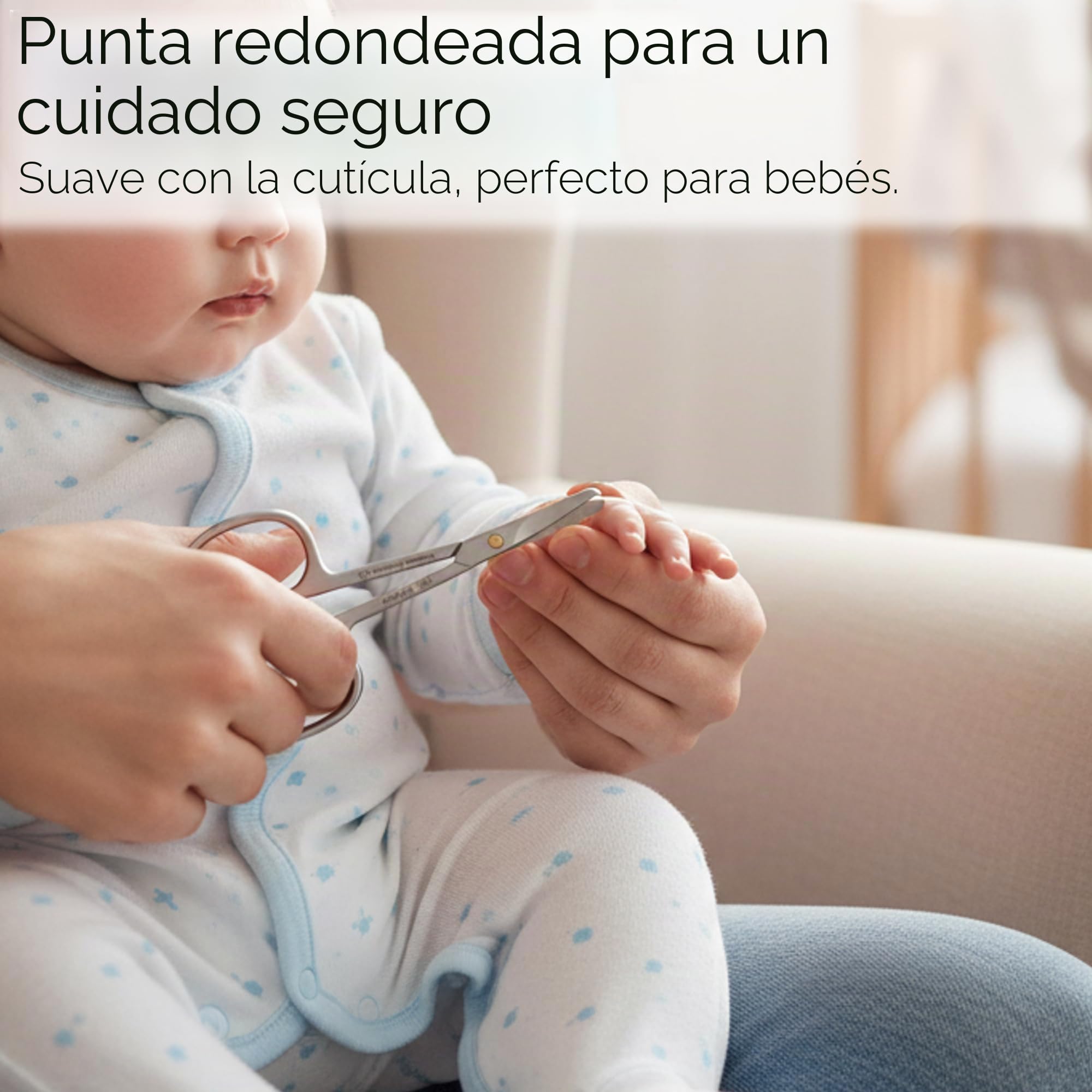 OTTO HERDER - Tijeras redondas redondeadas para bebé, 9 cm, tijeras de acero inoxidable, tijeras de uñas para el cuidado de las manos y los pies de los niños pequeños