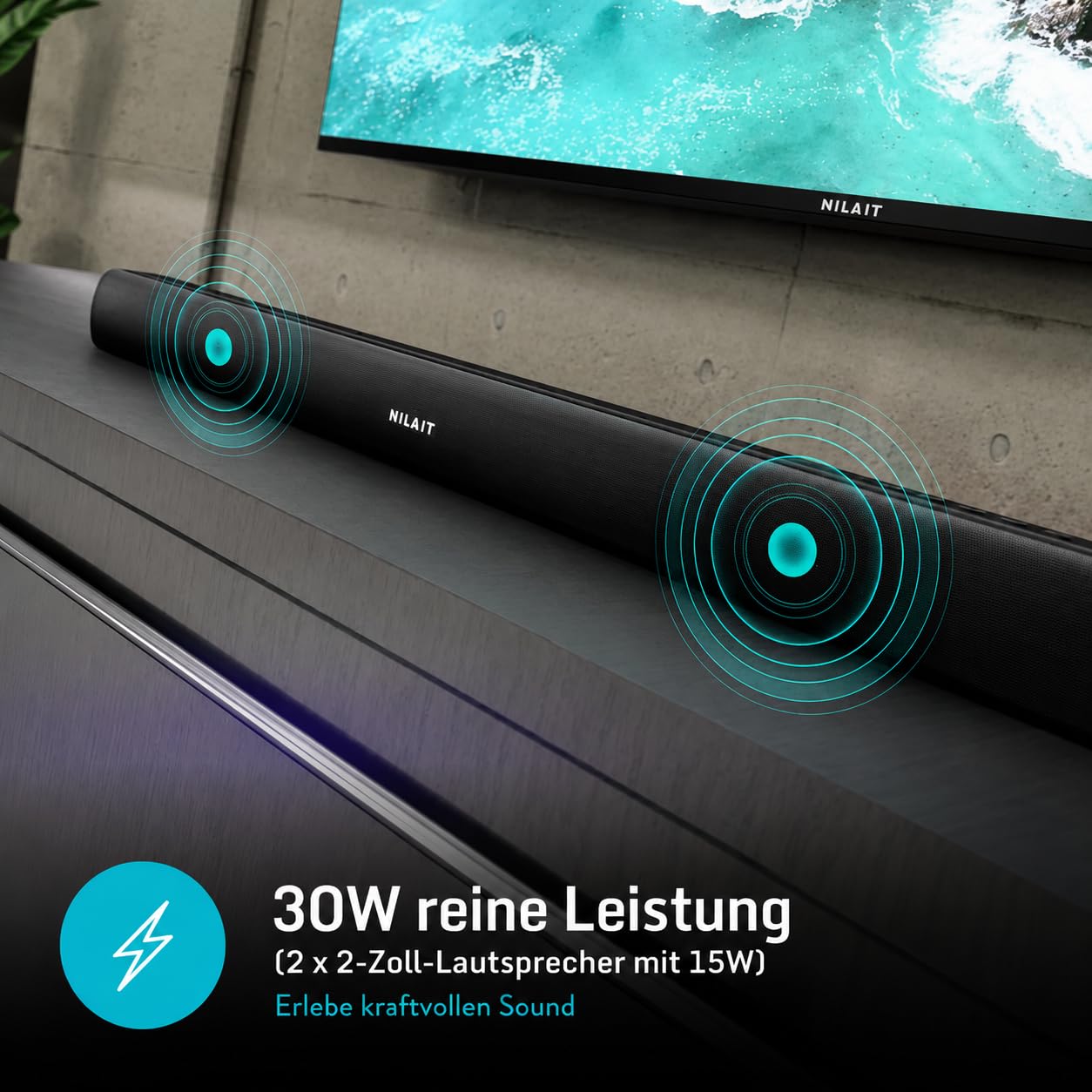 Nilait Harmony Soundbar per TV con Subwoofer, Bluetooth, HDMI ARC/eARC e Audio Surround per Home Cinema Harmony 30W