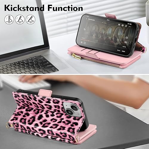 Miniatura 43 de Antsturdy Funda compatible con iPhone 15 Plus (bloqueo RFID). Funda de piel sintética para teléfono para mujeres y hombres, funda protectora a