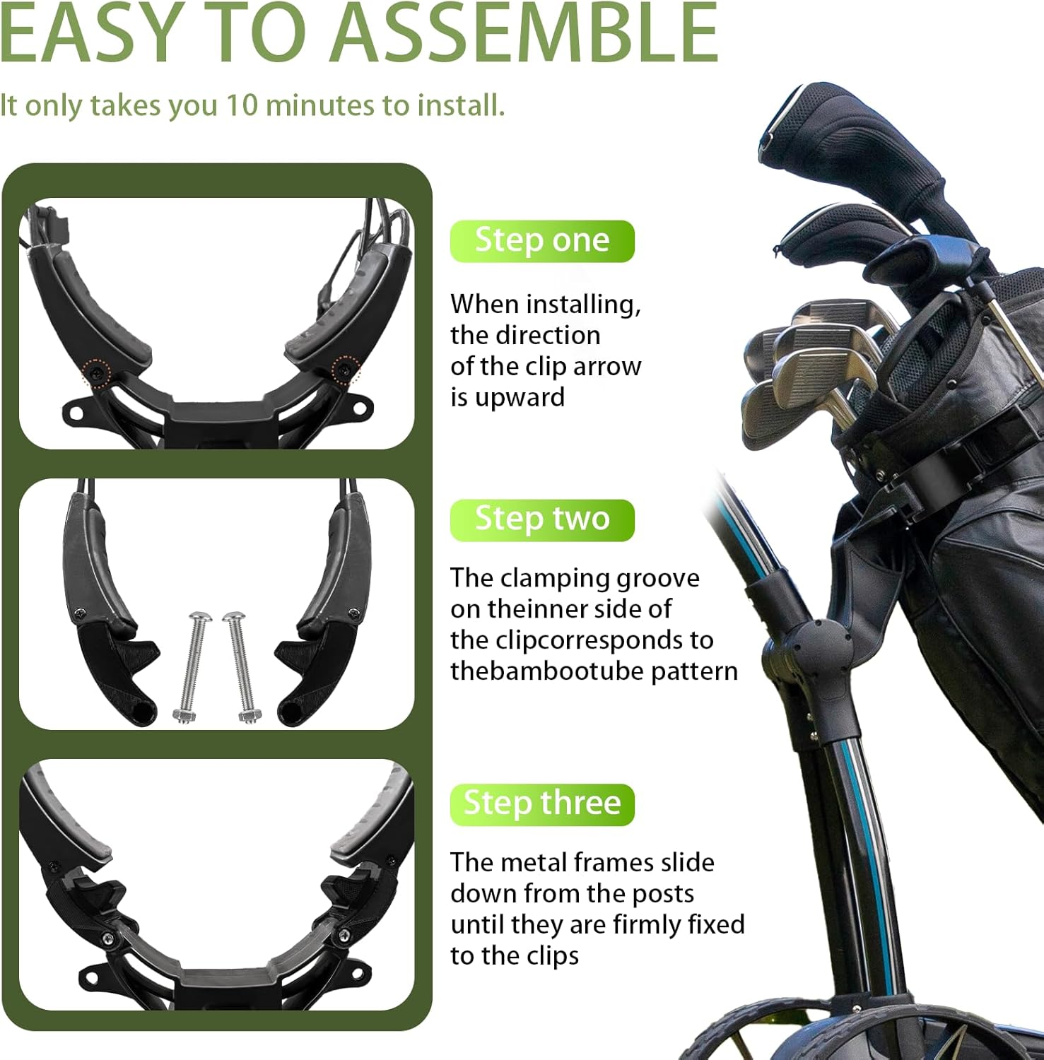 Golf Bag Accessories Compatible with MGI Ai Navigator GPS+, Enhanced Stability Golf Bag Stabilizers and Stand to Eliminate Bag Twisting(A Pair)