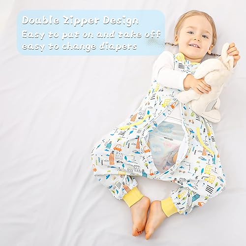 Miniatura 4 de WONDAY Saco de dormir para bebé con pies, saco de dormir con piernas para bebé, saco de dormir sin mangas con pies (automóvil, 12 meses a 2 años)