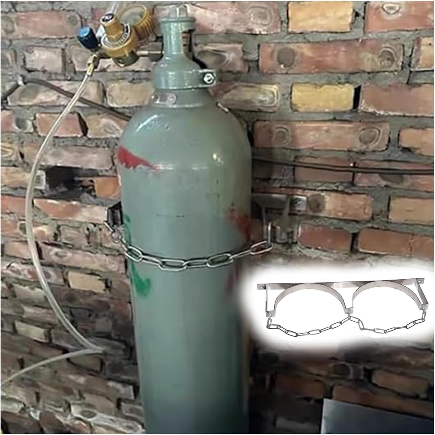 Stahl-Wandhalter für Gasflaschen, leichter Flaschenhalter (2 Bottles(23.6 in))