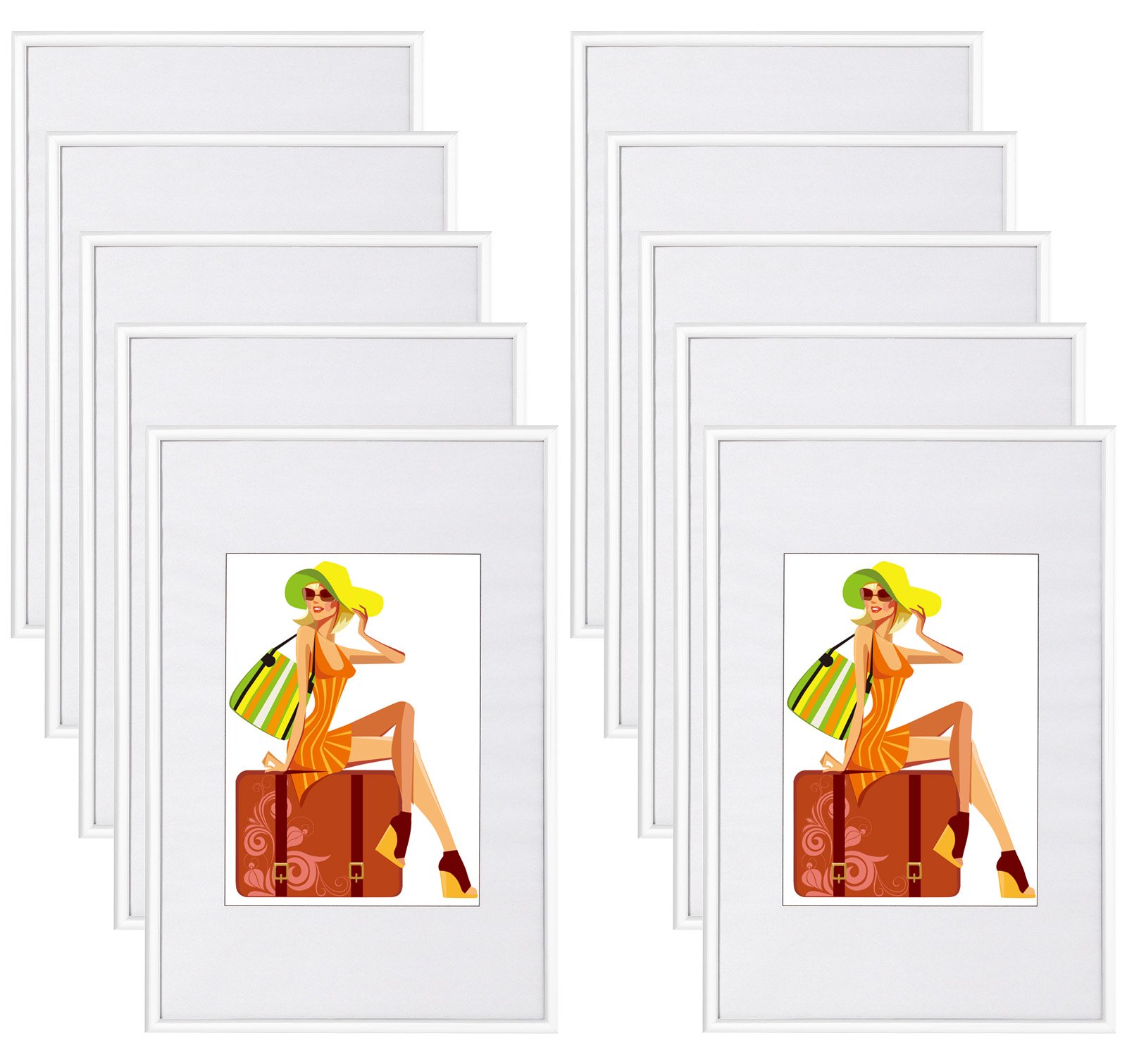 WOLTU Bilderrahmen, Fotorahmen aus Kunststoff mit Passepartout, Posterrahmen zum vertikalen oder horizontalen Aufhängen/Aufstellen, Collage Wanddeko,